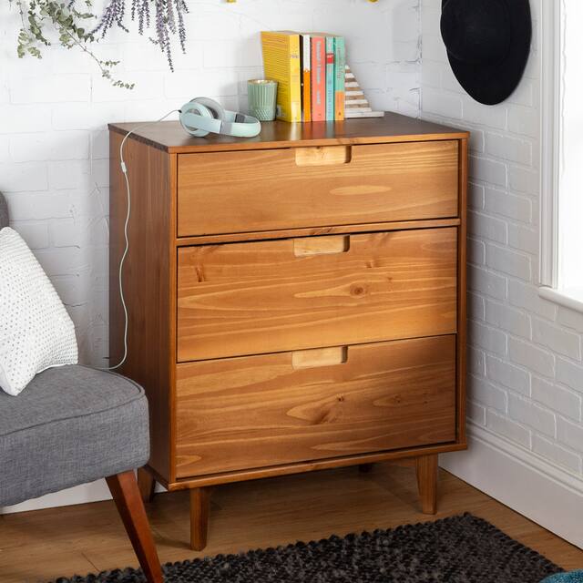 Middlebrook Mid-Century Solid Pine 3-Drawer Storage Chest