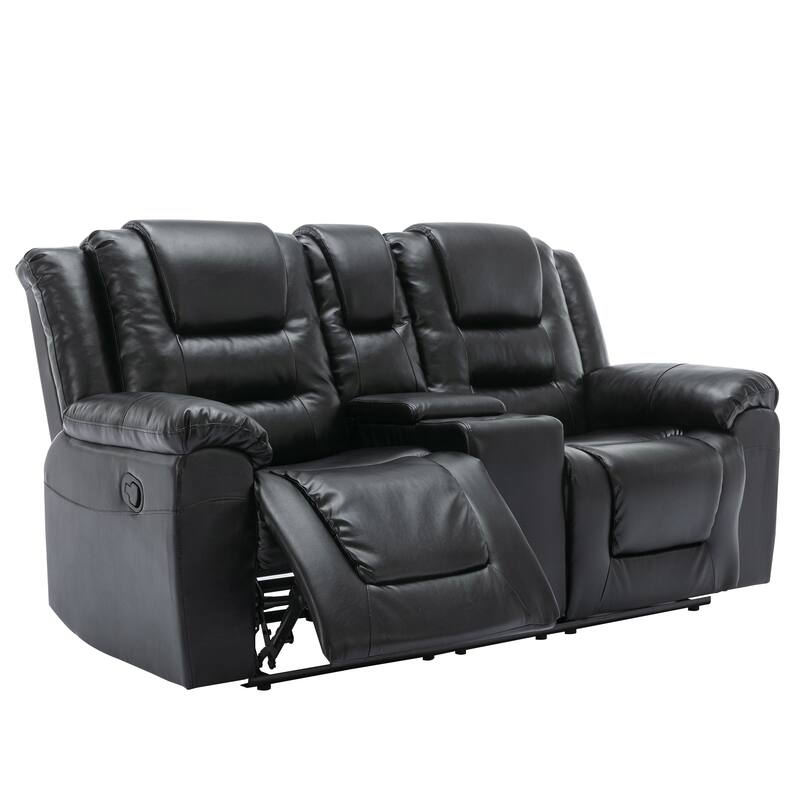 2 Seater Home Theater Recliner Manual Recliner Chair with a Storage Box and Two Cup Holders for Living Room,Bedroom