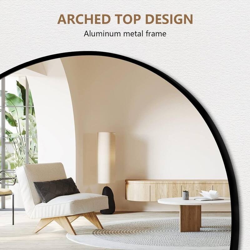 65'' x 22'' Aluminium Alloy Arch Full Length Mirror with Stand