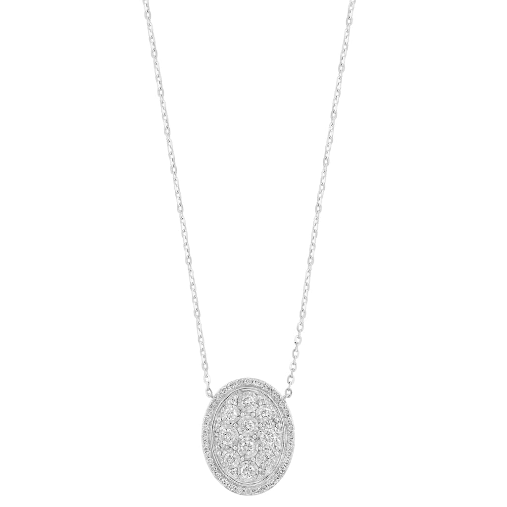 EFFY 925 Silver Diamond Oval Necklace