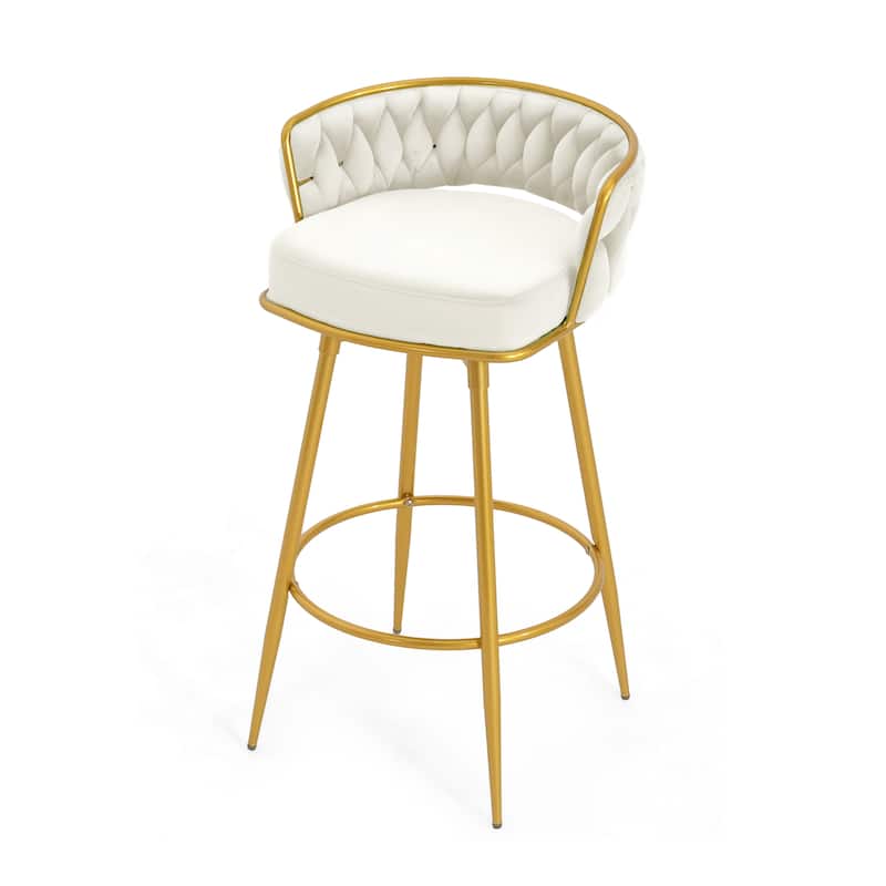Ostweer Furniture 31.5" Modern Low Back Upholstered Bar Chairs Set of 2 - Beige