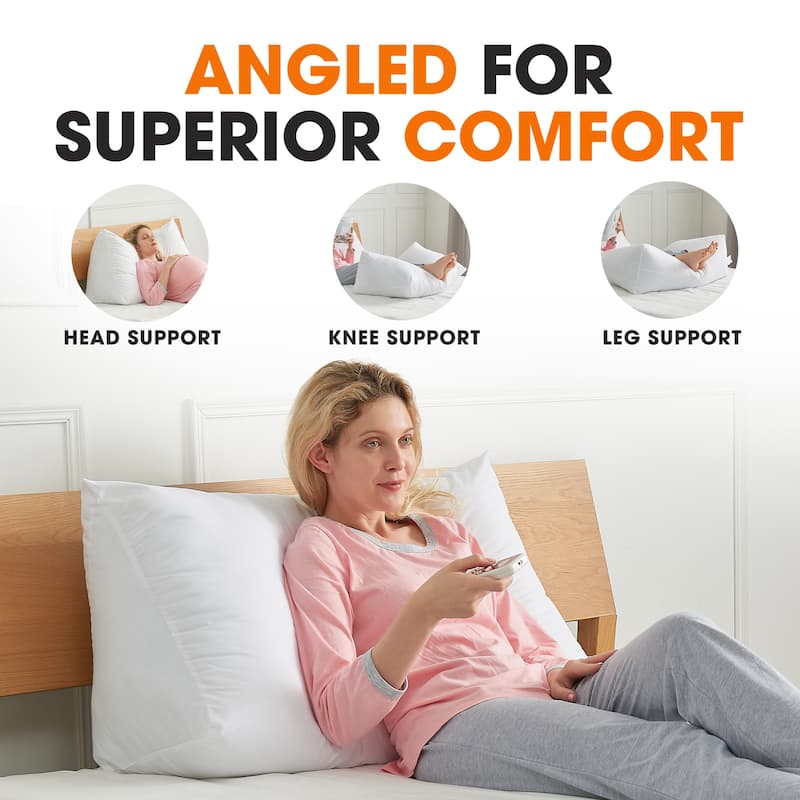 Cheer Collection Ultra Supportive Oversized Reading Wedge Pillow - White
