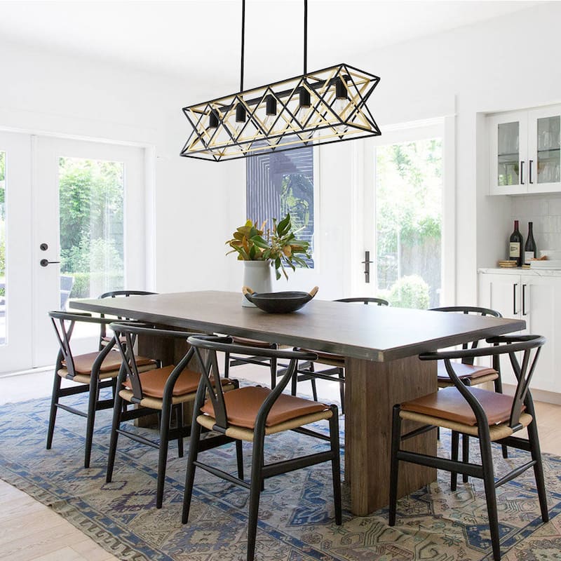 5-Light Kitchen Island Lighting for Farmhouse Linear Chandeliers - Matte black