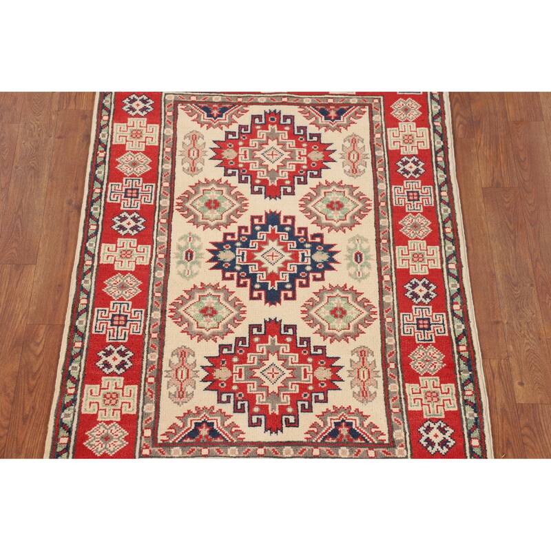 Kazak Accent Rug Handmade Oriental Foyer Wool Carpet - 2'10" x 4'2"