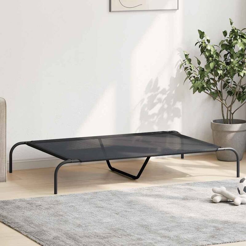 vidaXL Elevated Dog Bed Black Textilene 51.2 x 31.5 x 7.9 in Durable - 51.2 x 31.5 x 7.9 in