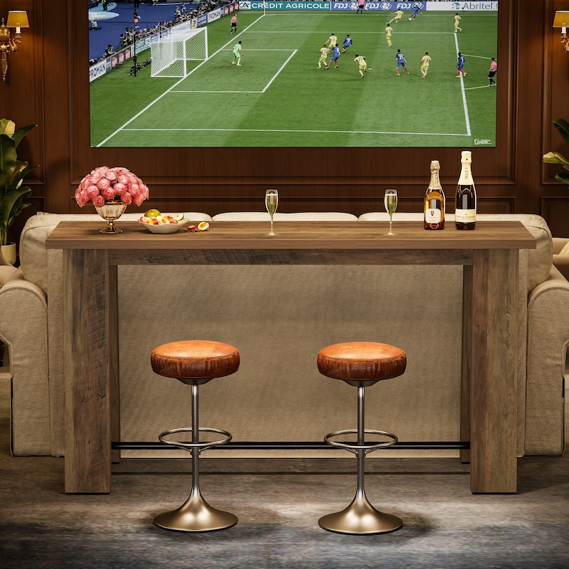 63" Bar Table, Counter Height Pub Table, Rectangular High Top Kitchen Dining Tables for Dining Room, Living Room, Bistro