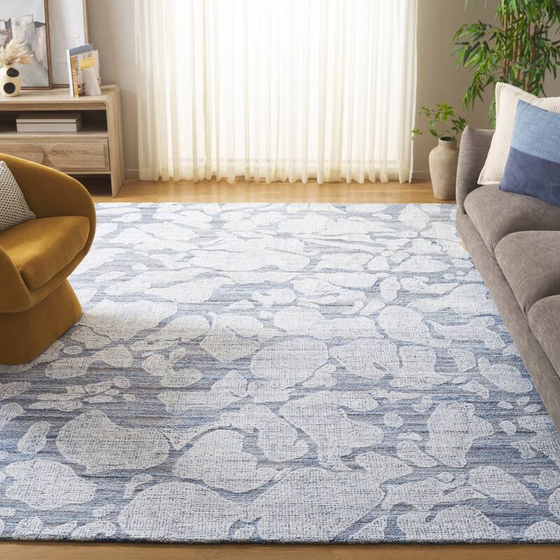 SAFAVIEH Handmade Soho Garance Modern Abstract Wool & Viscose Rug - 8' x 10' - Blue/Ivory