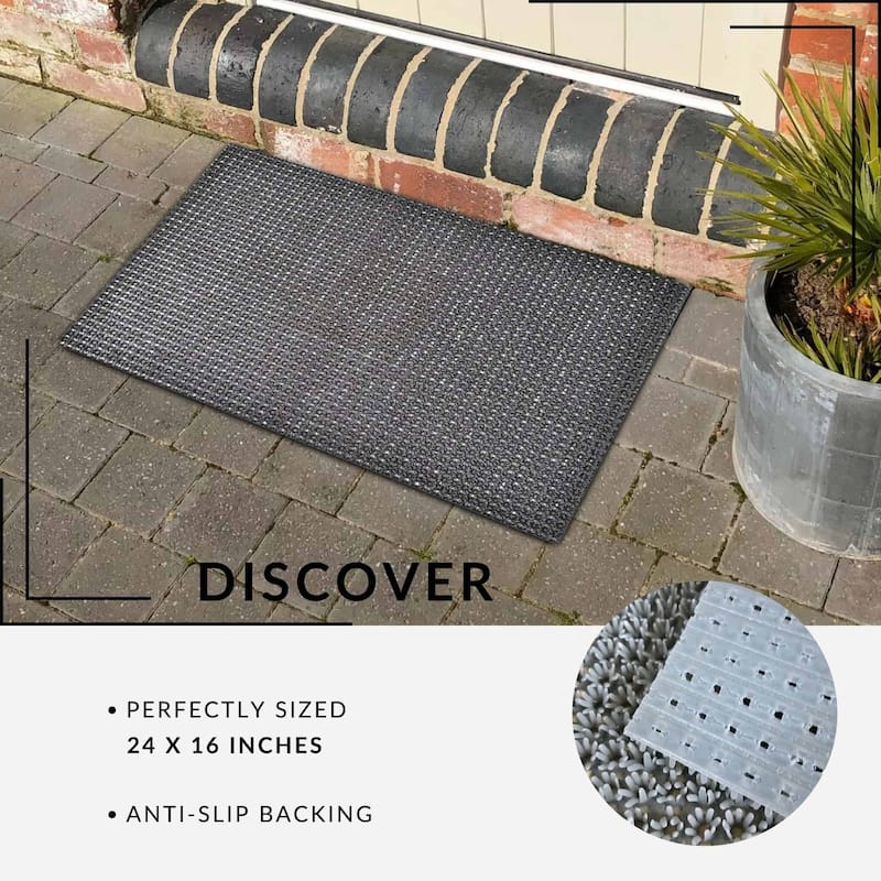 Outdoor Front Door Mat Pixie Artifical Grass Rug 24x16 Inch Grey