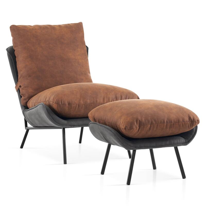 MCombo Accent Chair with Ottoman, Leathaire Fabric LW951