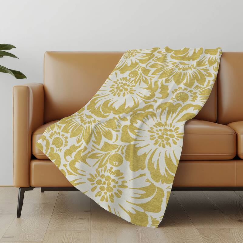 Premium Machine Washable Modern Floral Sherpa Throw Blanket