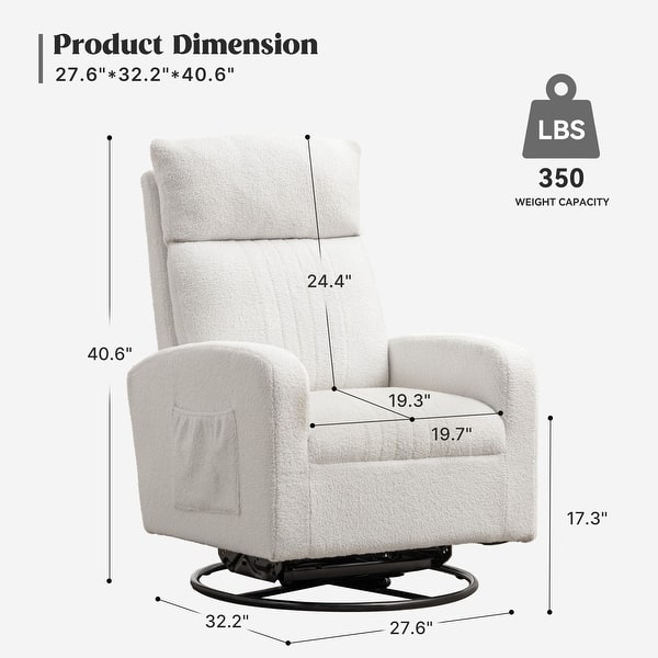dimension image slide 6 of 9, HOMYKA Swivel Glider Rocker Accent Chair for Nursery with Side Pocket