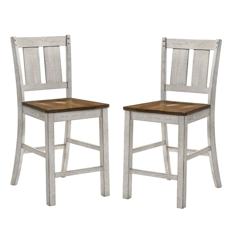 Furniture of America Theile Rustic Wood Counter Height Chairs, Set of 2