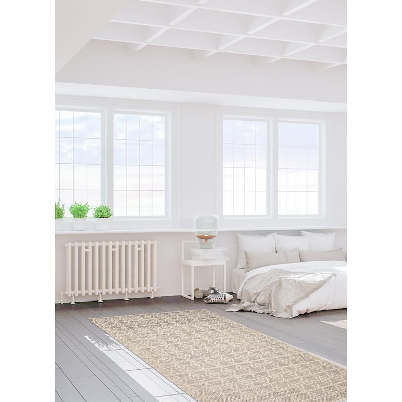 ECARPETGALLERY Braid weave Sienna Cream Wool Rug - 5'5 x 9'1