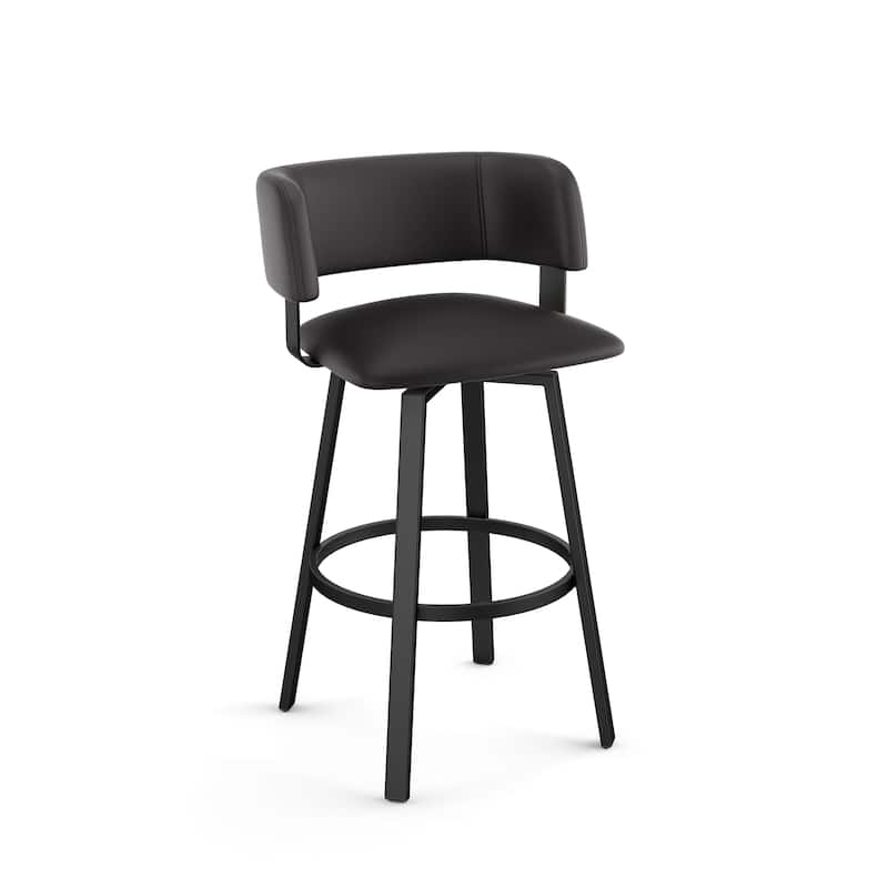 Amisco Stinson Swivel Bar Stool - Charcoal Black Faux Leather / Black Metal