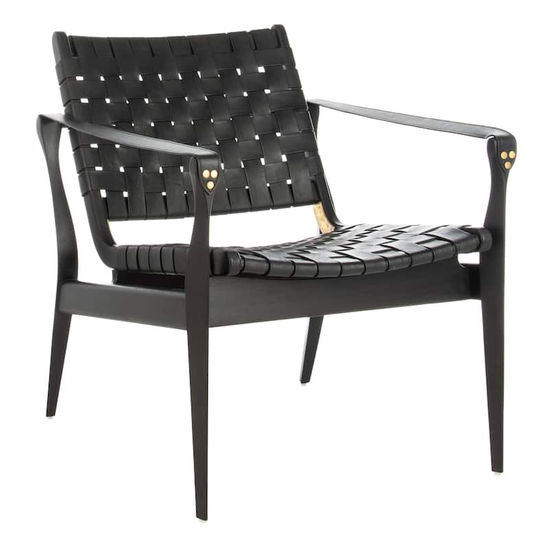 SAFAVIEH Couture Zenica Leather Safari Chair - 24.5" W x 30" L x 30" H - 25"W x 30"D x 30"H