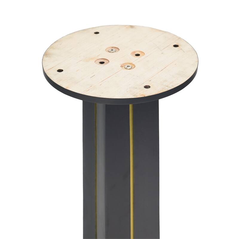 Modern Square Negotiation Table - 85cm Black Sintered Stone Top, Black Wooden Legs with Golden Metal Base