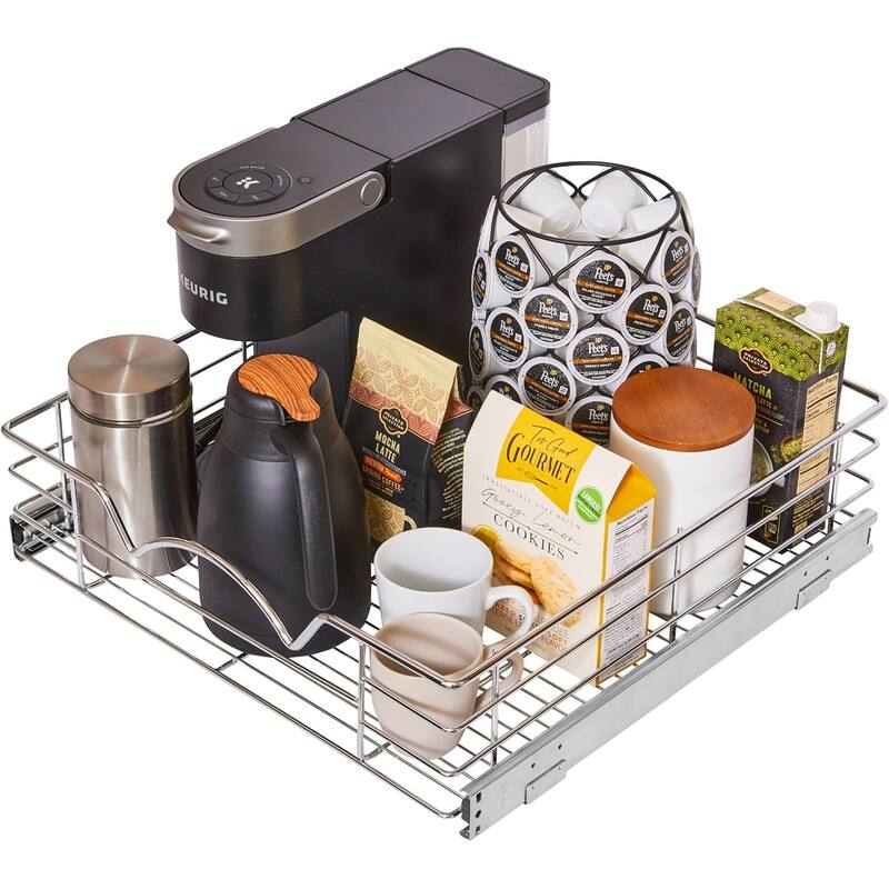 HOLDN’ STORAGE Pull Out Cabinet Organizers – Anti-Rust Chrome Pull Out Drawers for Kitchen Cabinets - 20" Wide