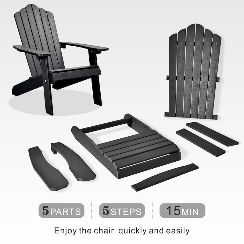 OVIOS Plastic Wood Adirondack Outdoor Patio Chair Set of 2