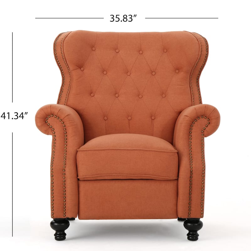 Walder Tufted Fabric Recliner w/Nailhead Trim by Christopher Knight Home