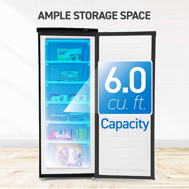 6.0 Cu Ft Upright Freezer,Black - Black