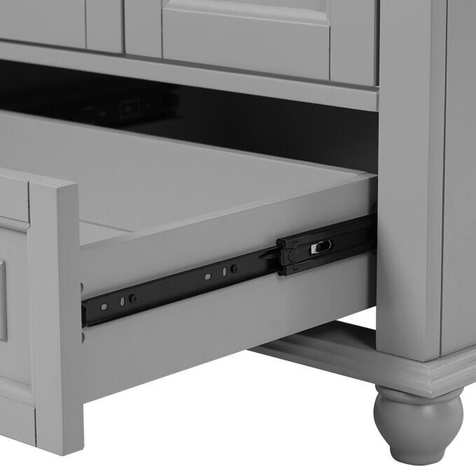 Stylish Gray Bathroom Vanity with Sink, Wooden Floor Storage Cupboard