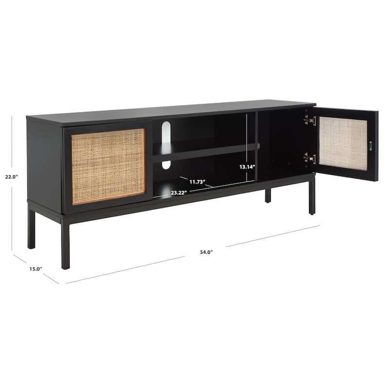 SAFAVIEH Zadie 1 Shelf Rattan Media Stand - 54" W x 15" D x 22" H