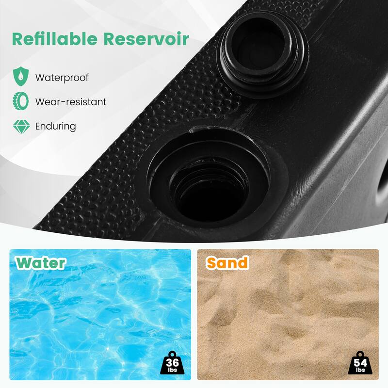 Gymax Patio Umbrella Base w/ 4 Universal Wheels 2 Receivers Square