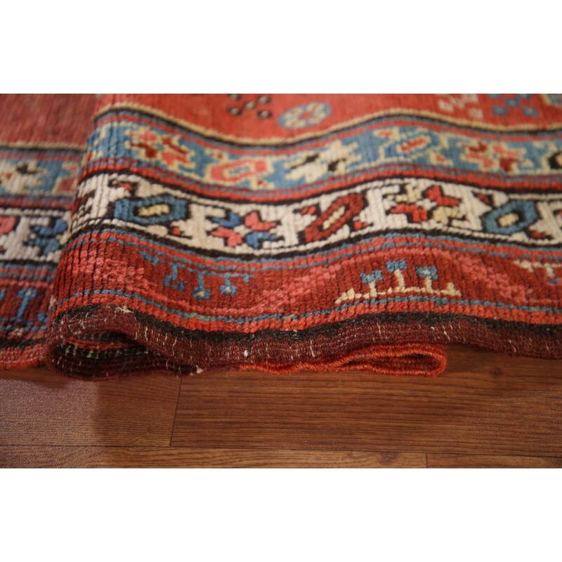 Red Antique Heriz Bakhshayesh Persian Runner Rug Handmade Wool Carpet - 3'3"x 15'8"