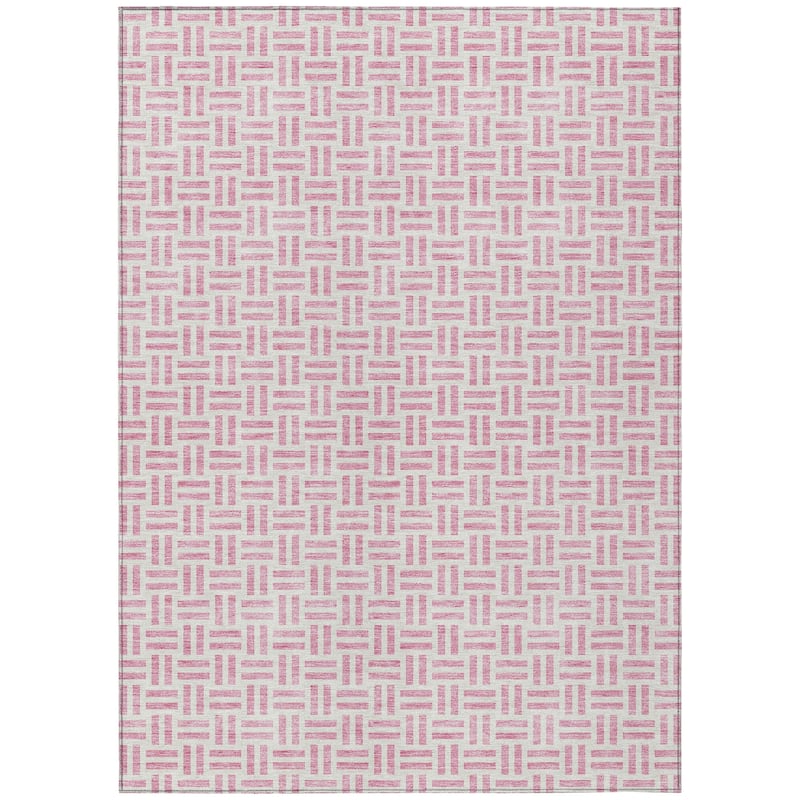 Machine Washable Indoor/ Outdoor Contemporary Basketweave Chantille Rug