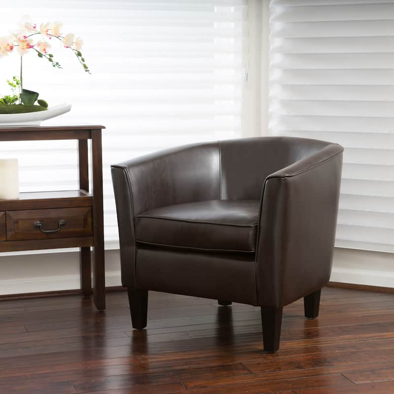 Brown Modern 28.75" PU Upholstered Club Chair with Birch Wood Legs for Living Room