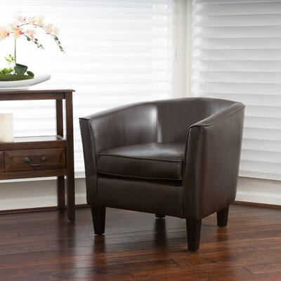 Brown PU Leather Club Chair for Living Room