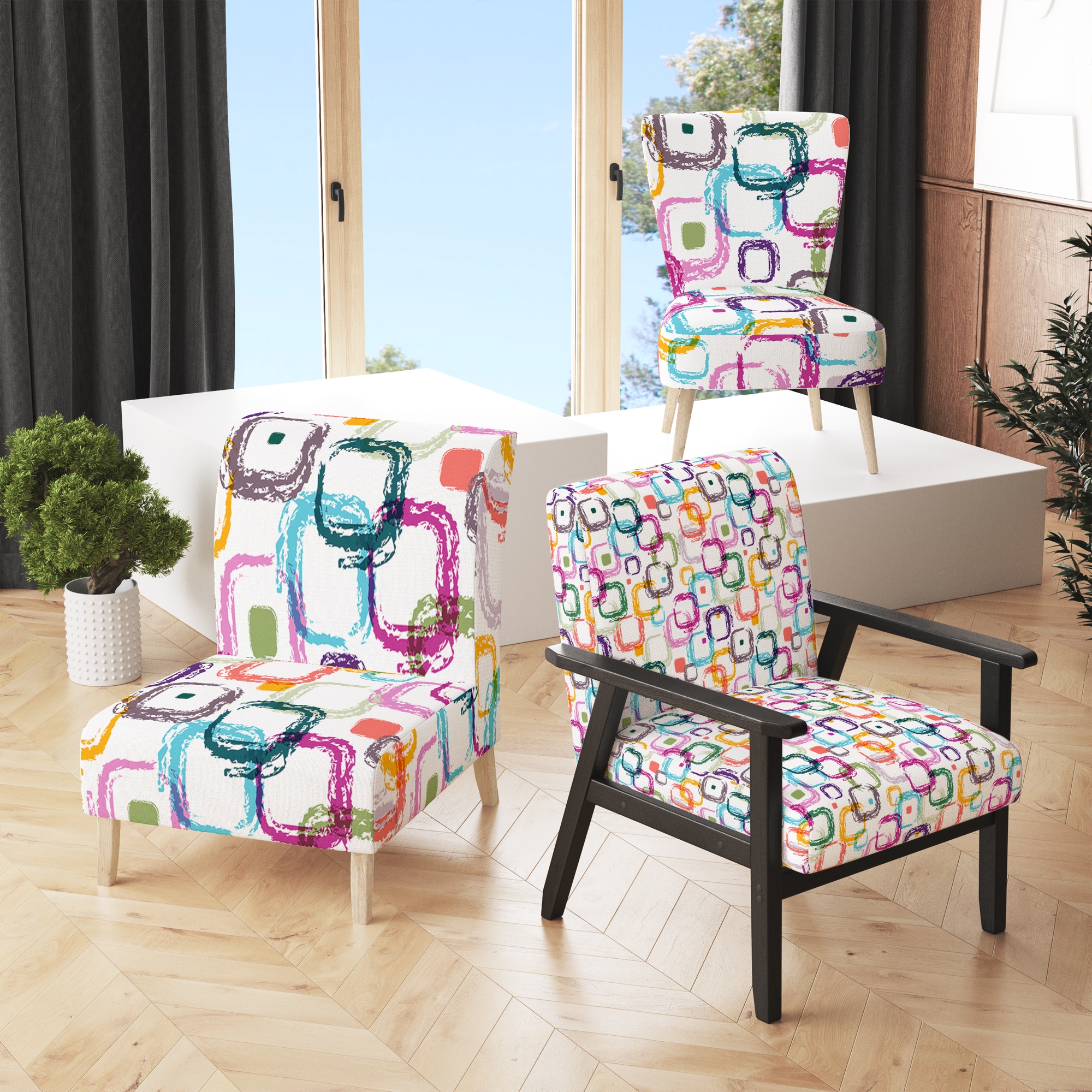 Multicolor top accent chair