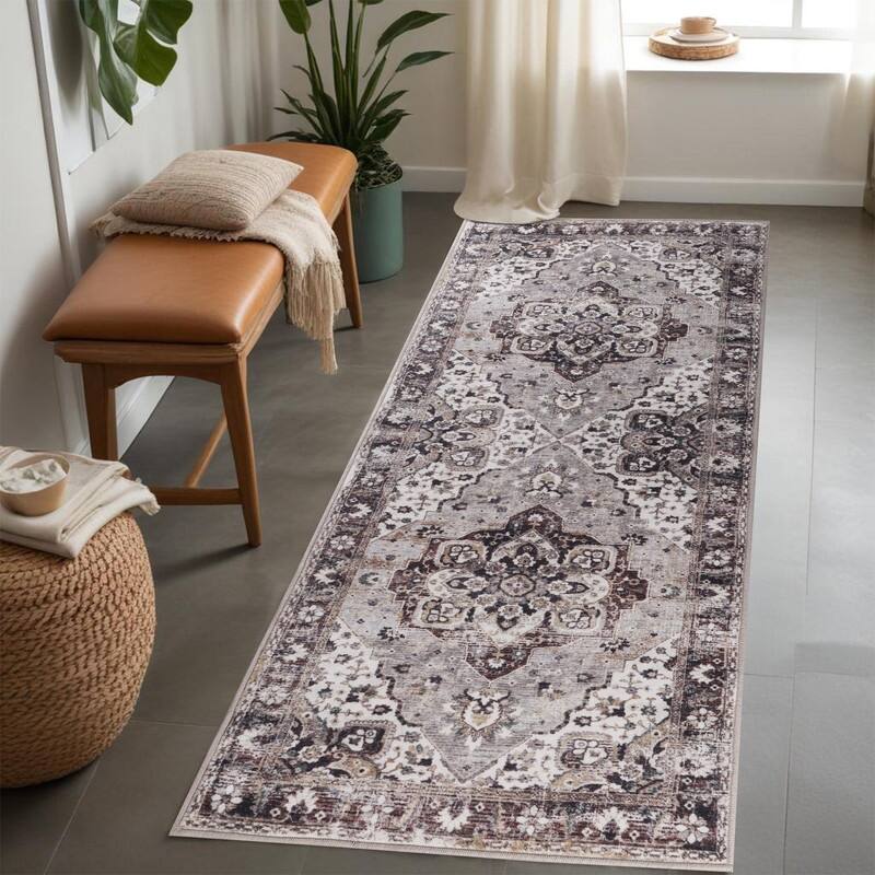 Superior Mahi Washable Indoor Area Rug or Runner - 2'7" x 6' - Grey