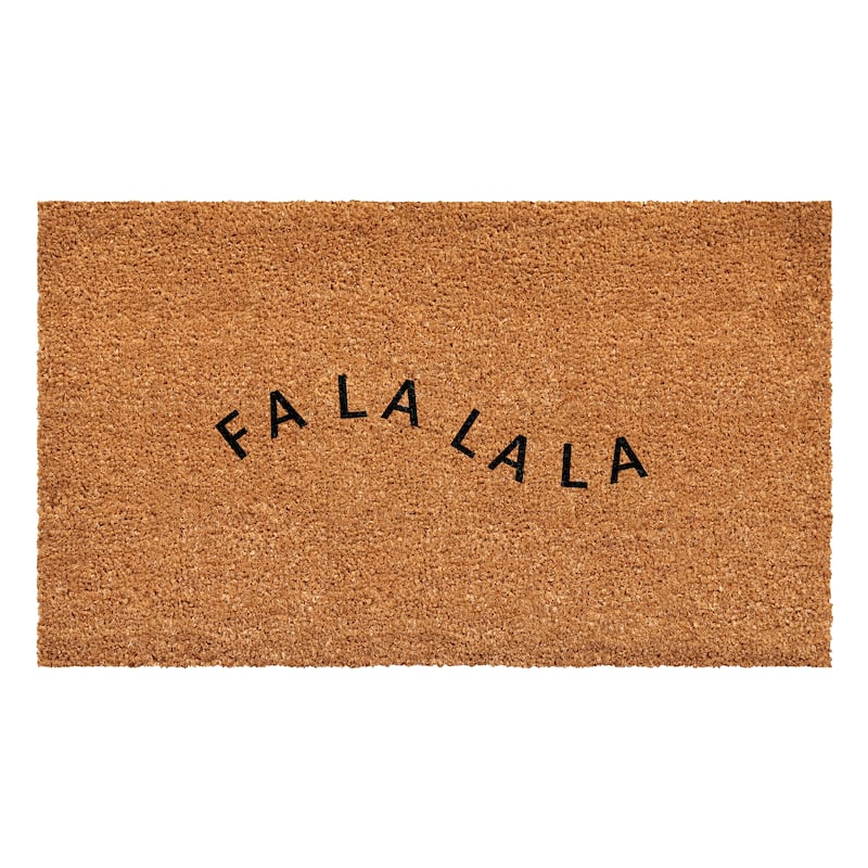 HomeRoots 17" X 29" Brown And Black Christmas Outdoor Coir Door Mat - 17.00' X '29.00