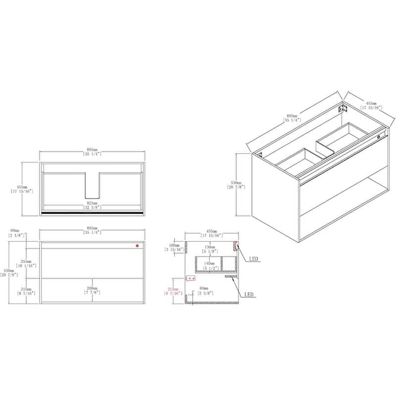 Blossom Bergen Wall Mounted Floating Bathroom Vanity with Sink