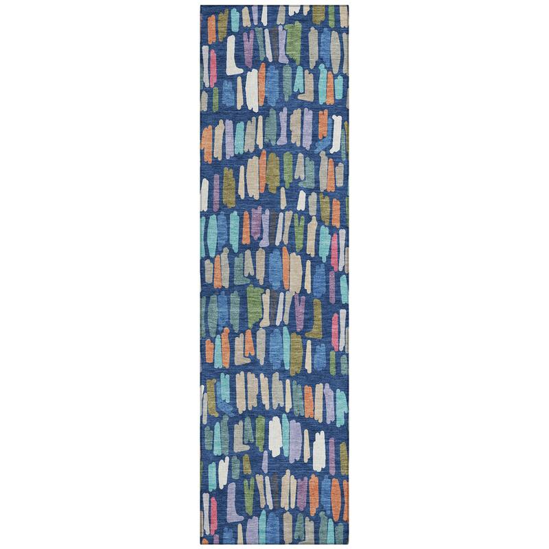 Machine Washable Indoor/ Outdoor Modern Mosaic Chantille Rug