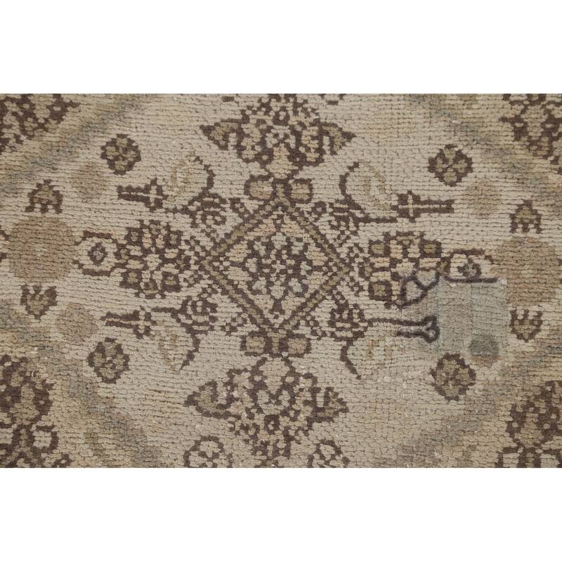 Hamedan Persian Vintage Runner Rug Handmade Geometric Wool Carpet - 3'3" x 9'9"