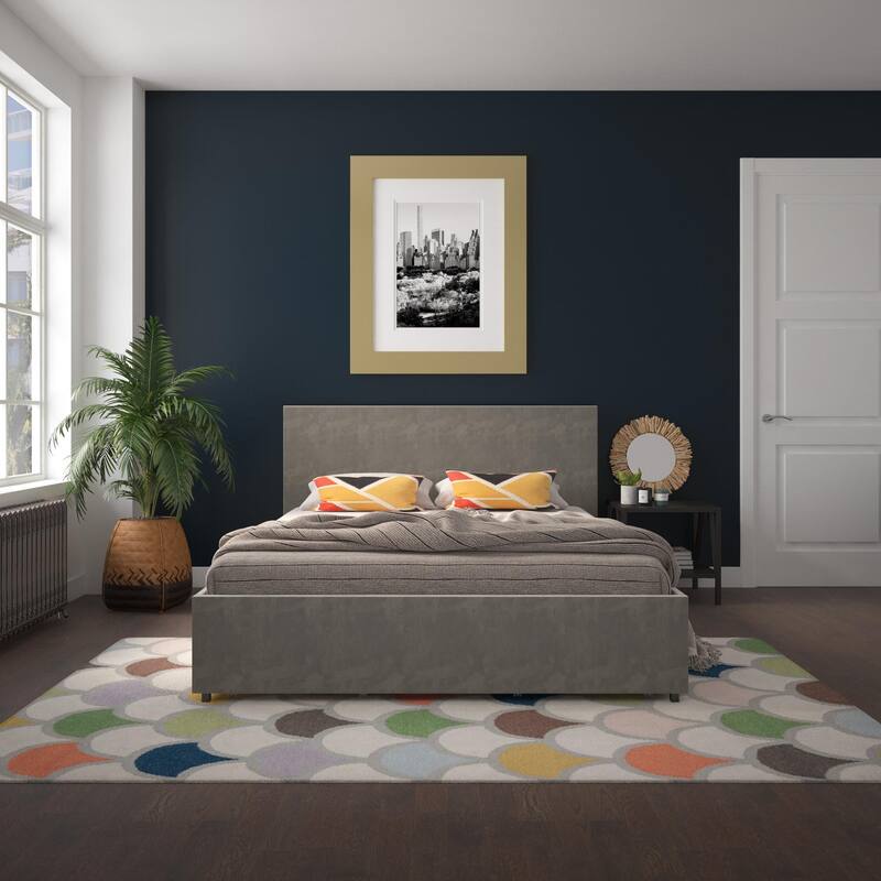 The Novogratz Kelly Upholstered Bed with Storage Drawers