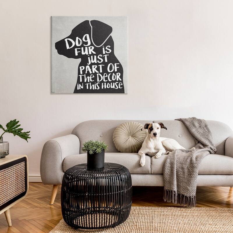 Stupell Dog Fur Décor Phrase Humor Black Lab Family Pet Canvas Wall Art