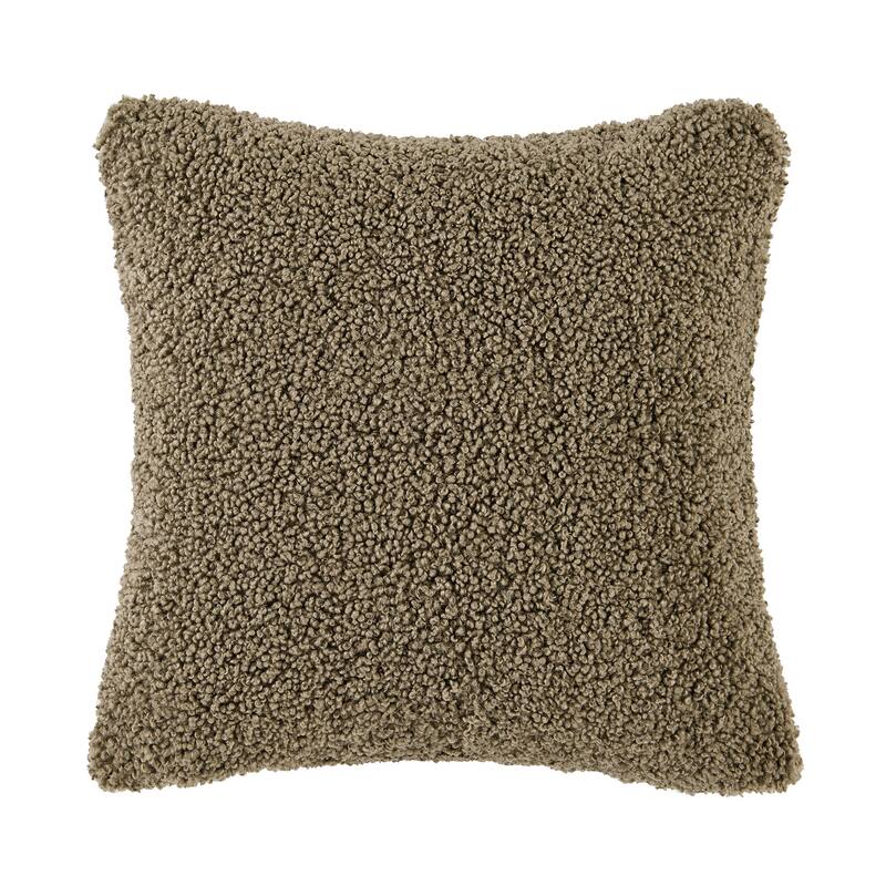HiEnd Accents Teddy Textured Boucle Decorative Euro Pillow with Down Insert, 27" x 27" - Dark Oak