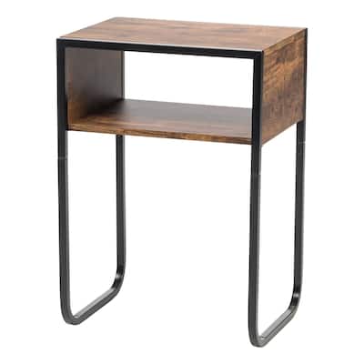 A-Shape Wood and Metal End Table
