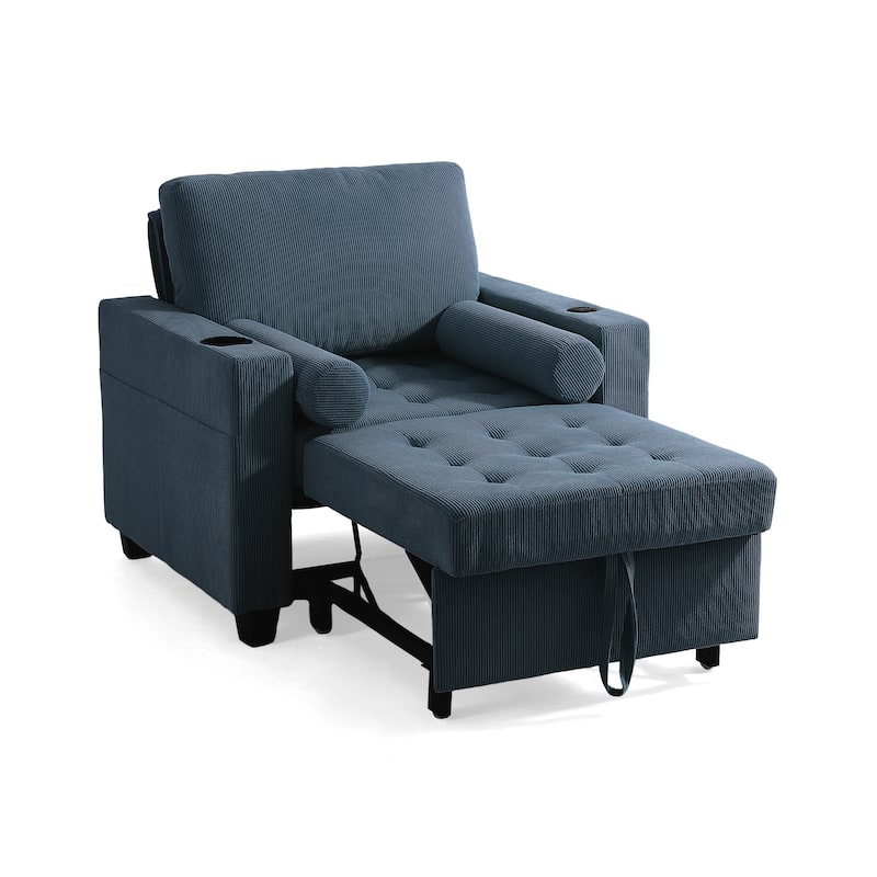 2 Set Convertible Adjustable Lounge 3-in-1 Pull-Out Sleeper Chair Bed