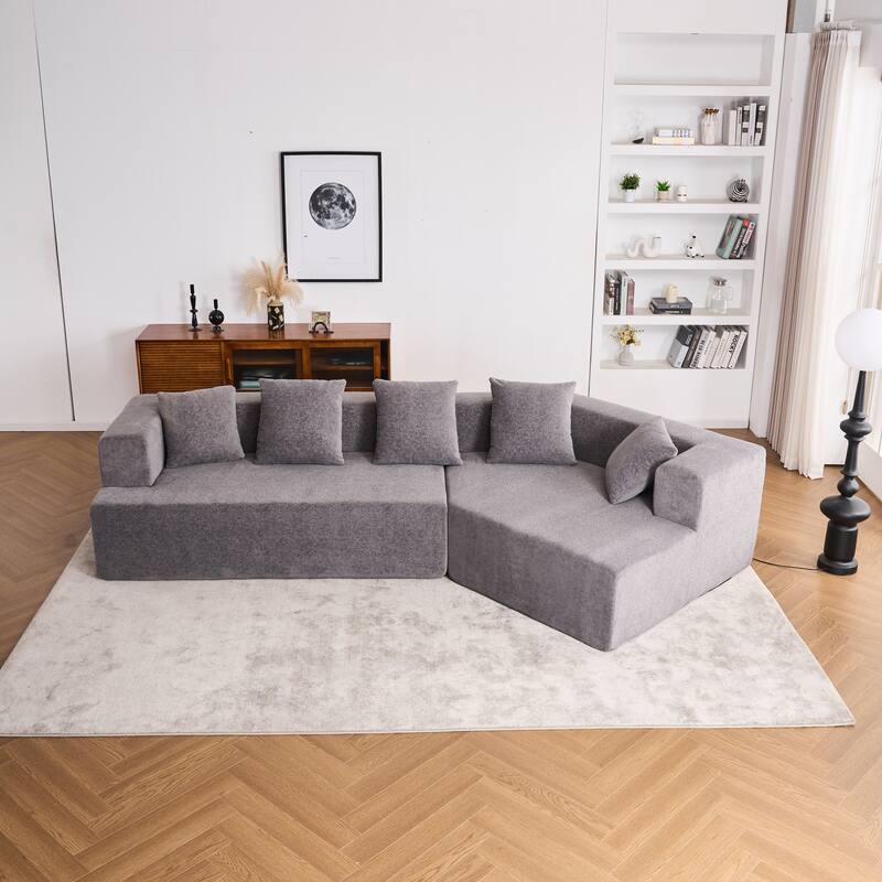 Special Shape Sleeper Sofa Chenille Floor Couch Deep Seat Recliner