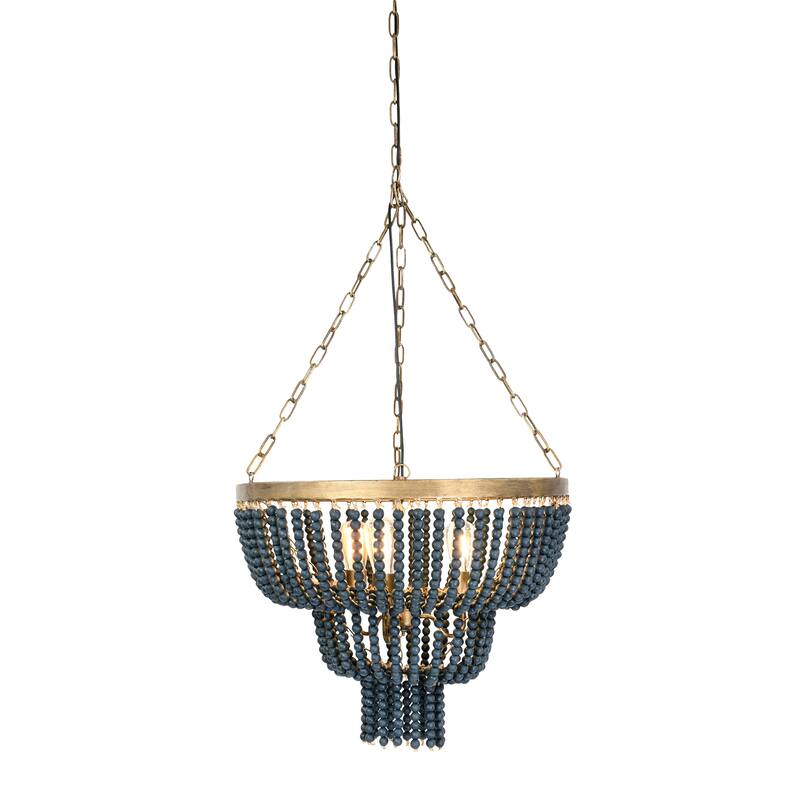 2-Tier Draped Wood Bead Chandelier