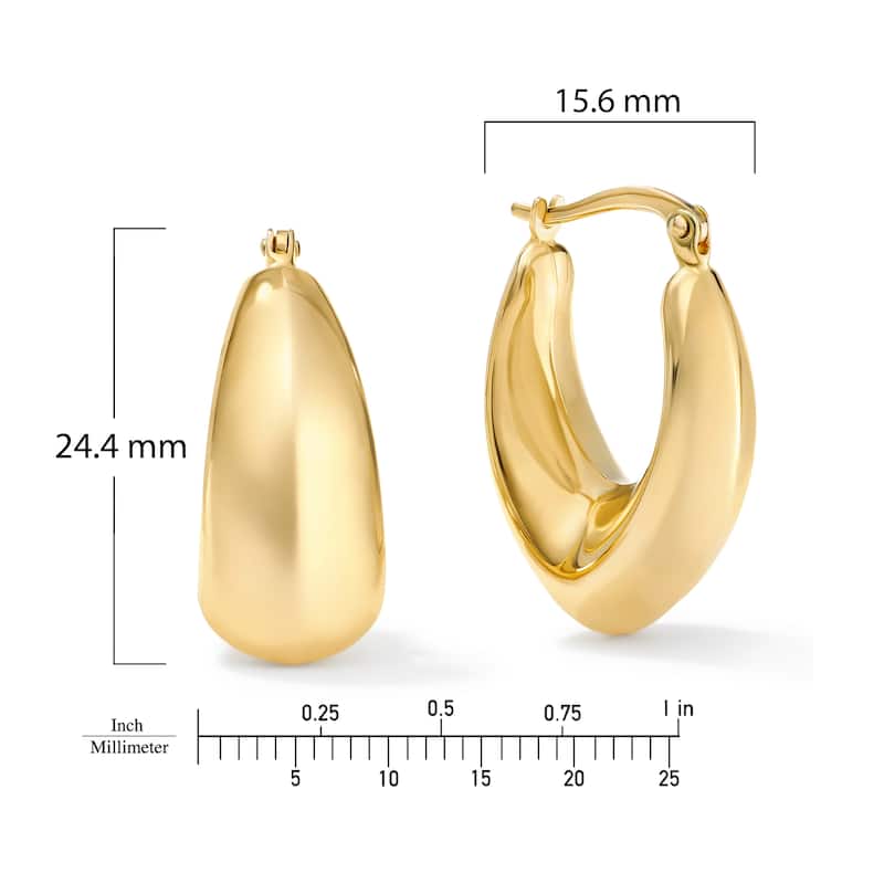 Clover 14K Yellow Gold High-Polish Graduated Puffed Hoop Earrings