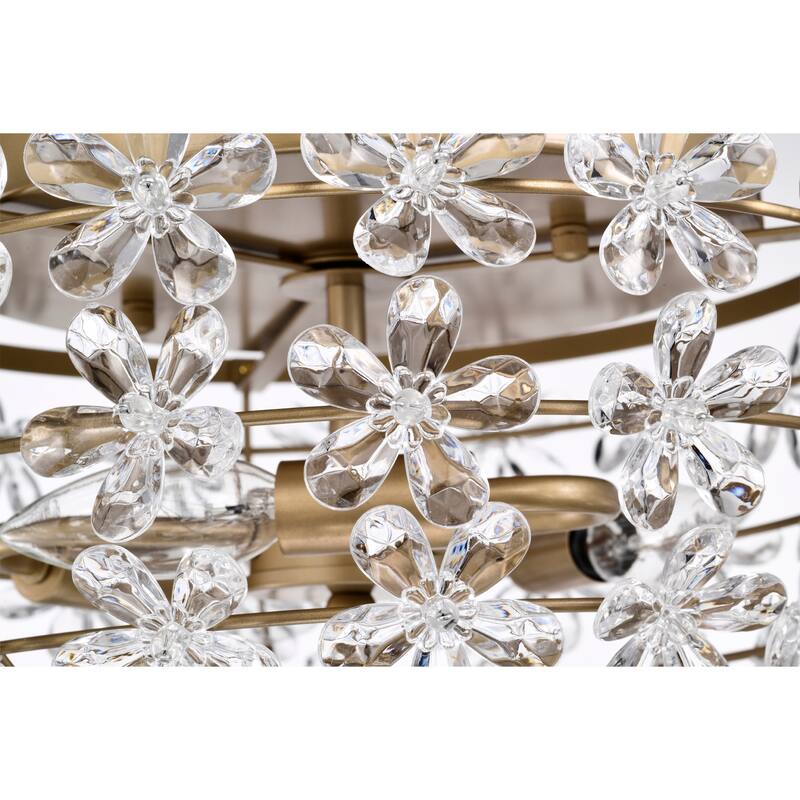 Wiktor 14 Inch Flower Crystal Glam Flush Mount 3-Light