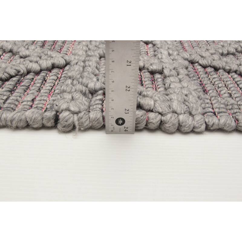 ECARPETGALLERY Braid weave Sienna Grey Wool Rug - 5'2 x 8'0