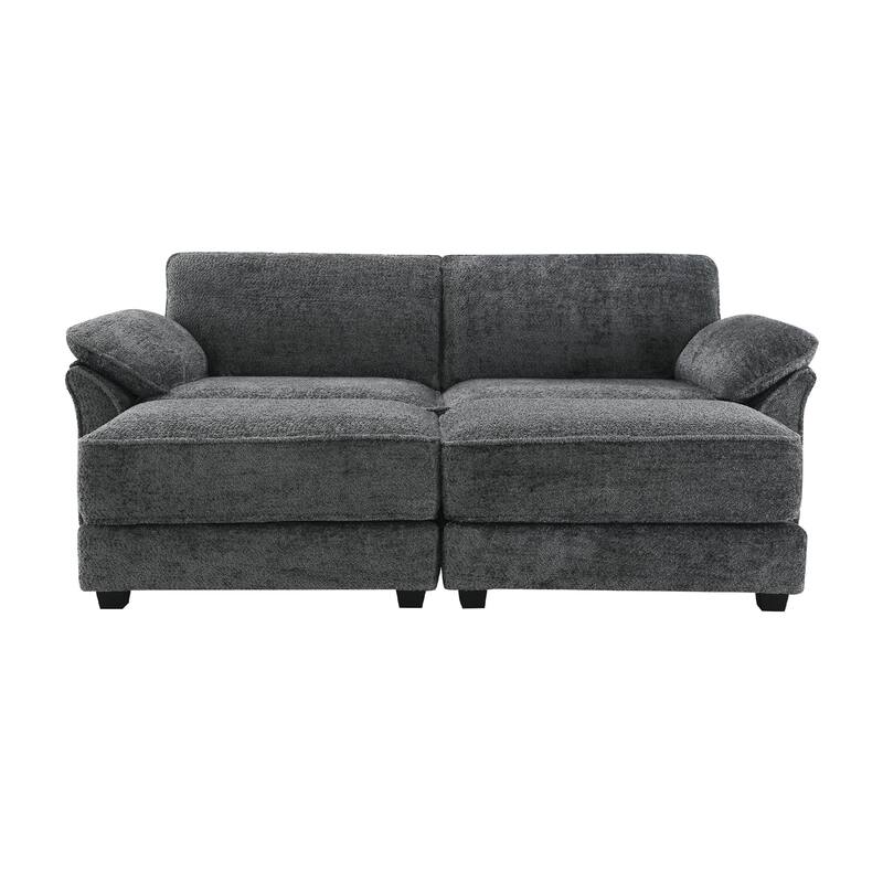 Free Combination Modular Convertible Sectional Sofa Bed Set,Deep-Seat Loveseat with Ottoman