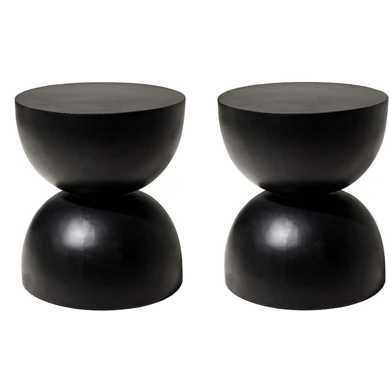 Glitzhome Set of 2 18"H Modern MGO Garden Stool Plant Stand - Set of 2 Black