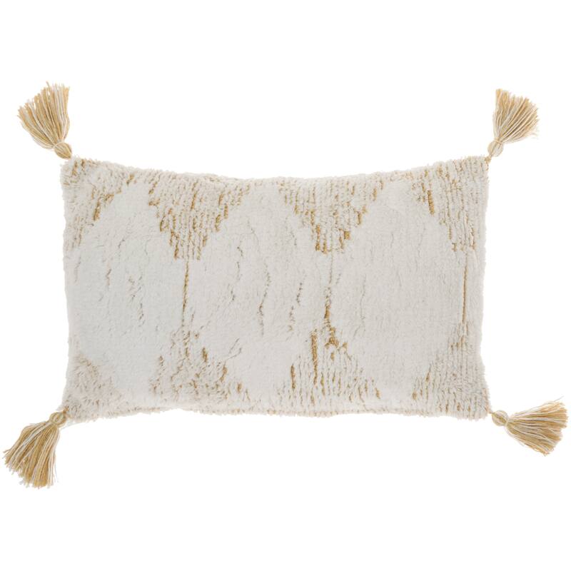 57 Grand by New Concept Washables Woven Triangles Tassel Throw Pillow , ( 12" x 20" )